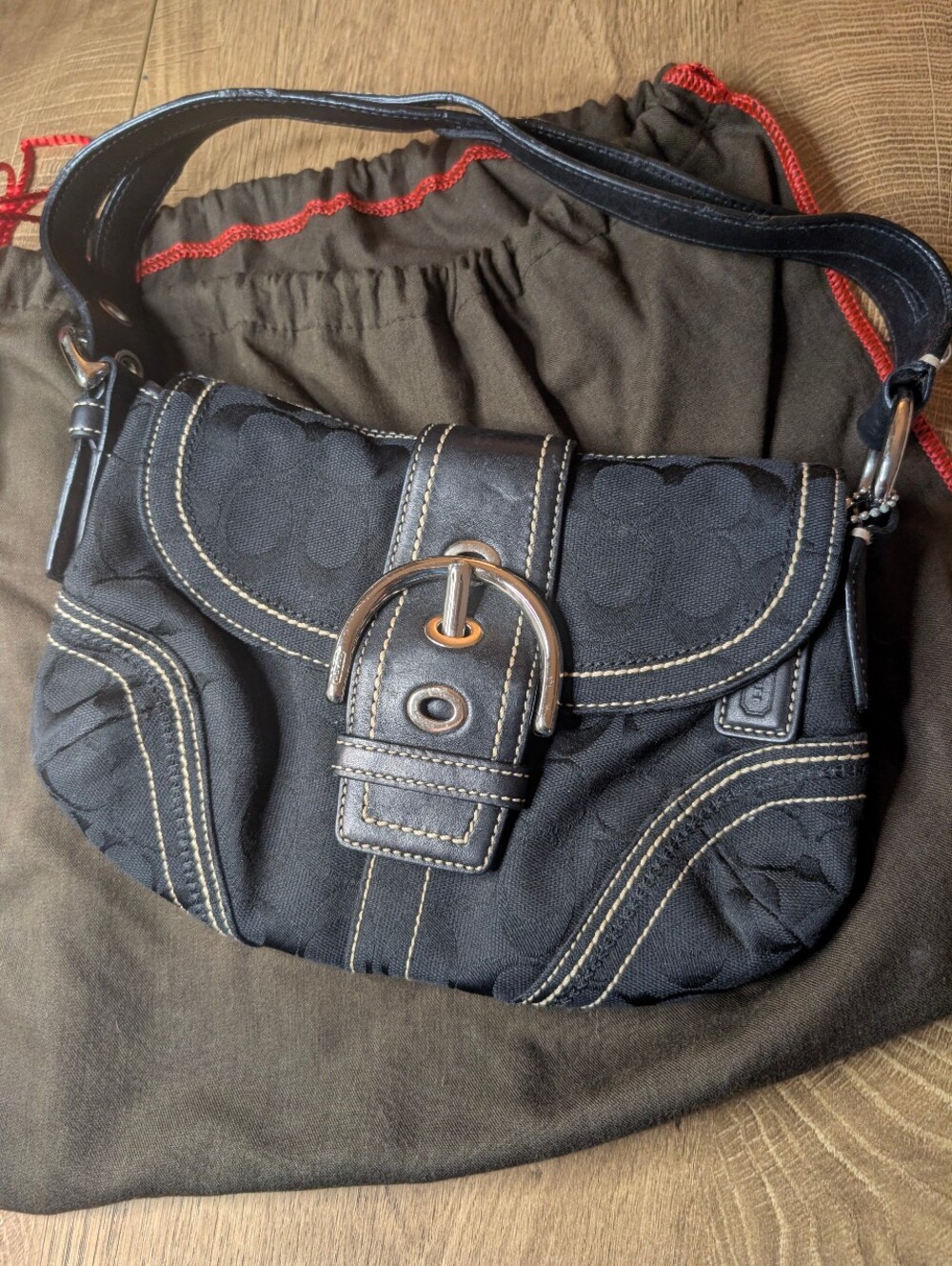 Vintage Coach Small Soho Black Signature shoulder bag 10602 With Dust Bag